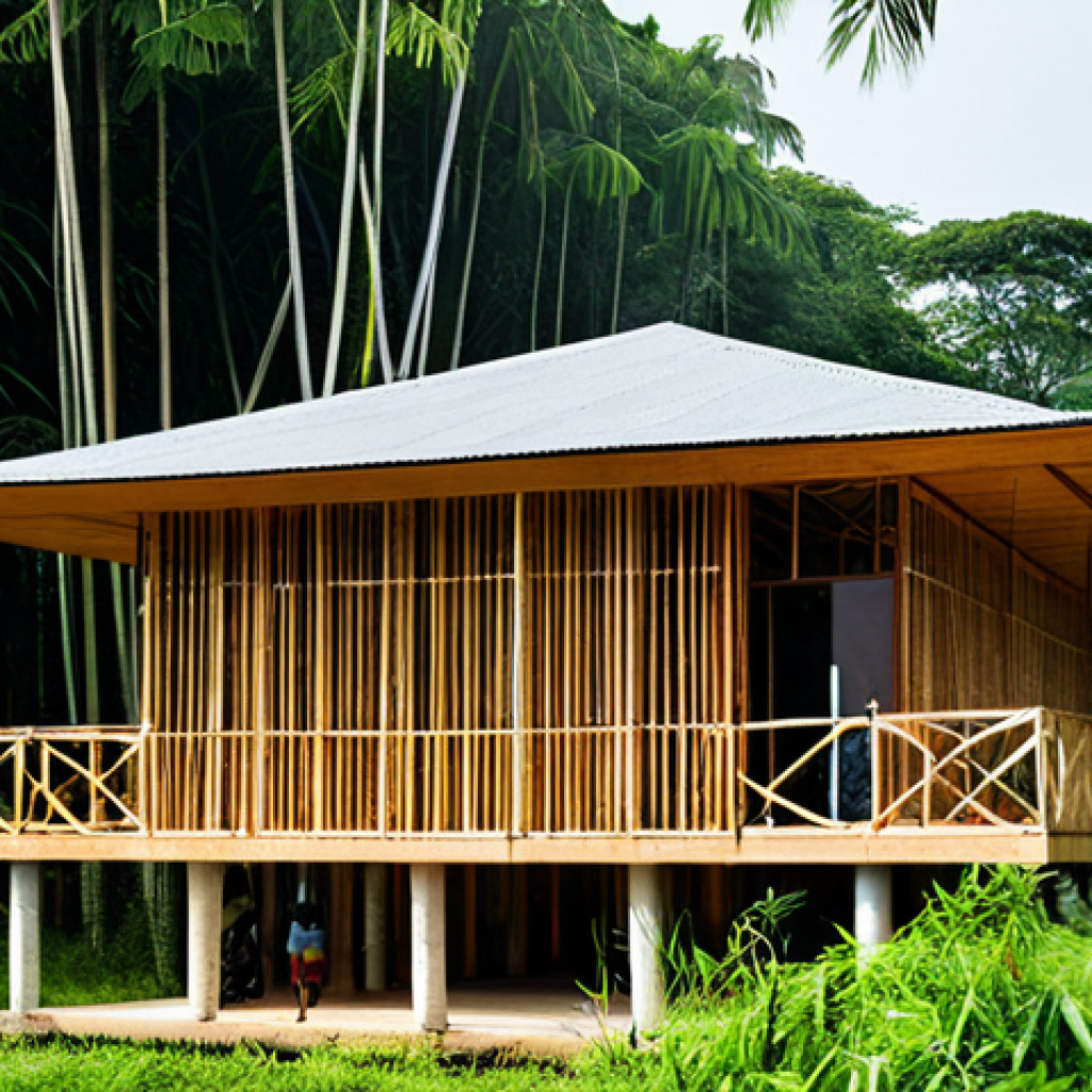 적도 기니의 현대 건축 및 랜드마크 - Sustainable Architecture**
"A modern, eco-friendly building in a lush, tropical Equatorial Guinean ...